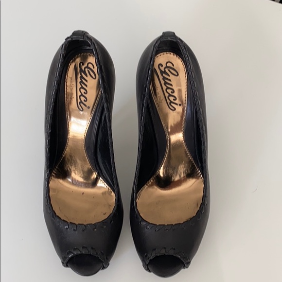 Gucci Black Leather Peep Toe stilettos - Picture 3 of 16